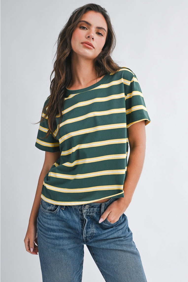 striped boxy tee