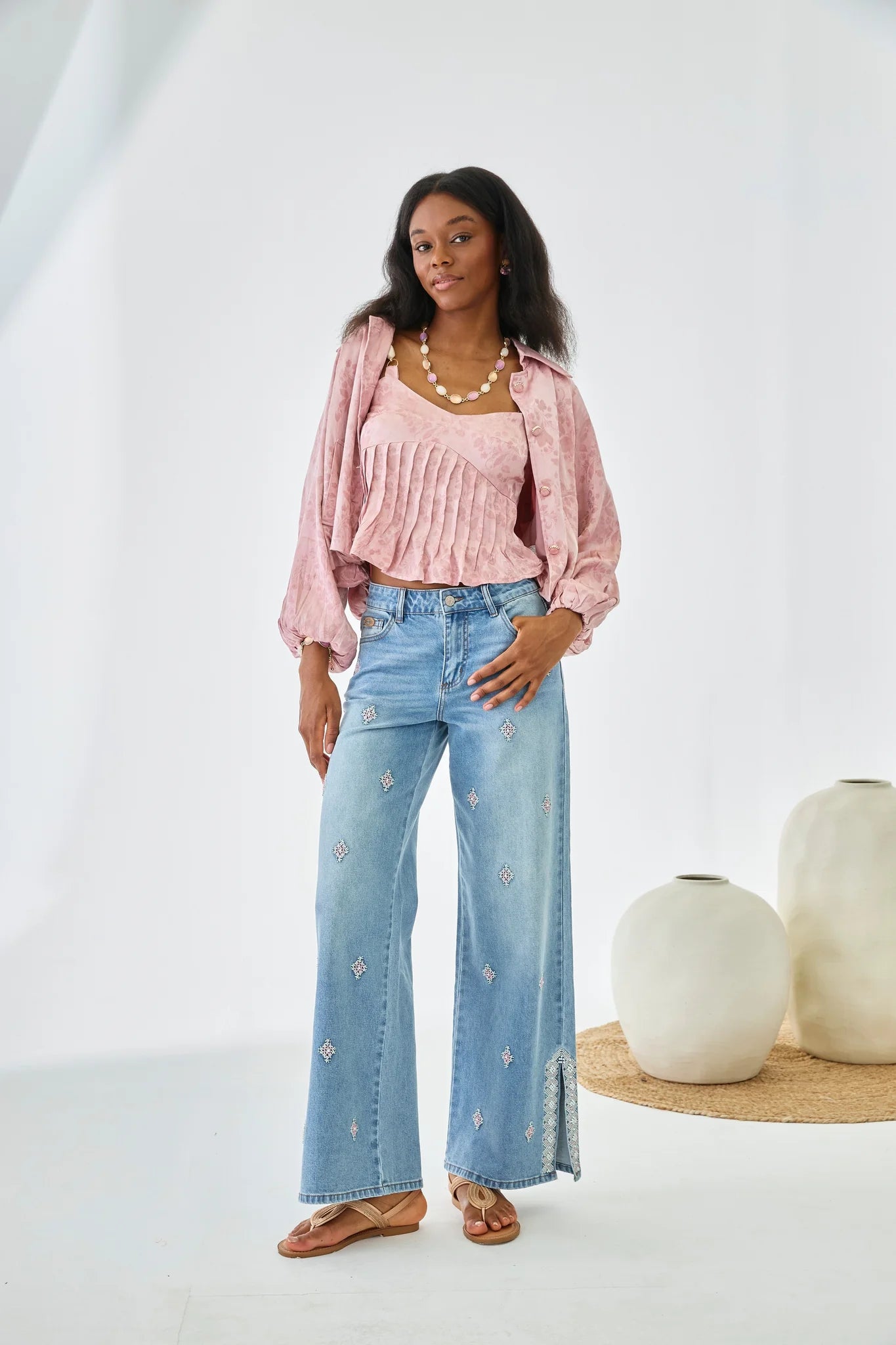 whole new world embroidered jeans