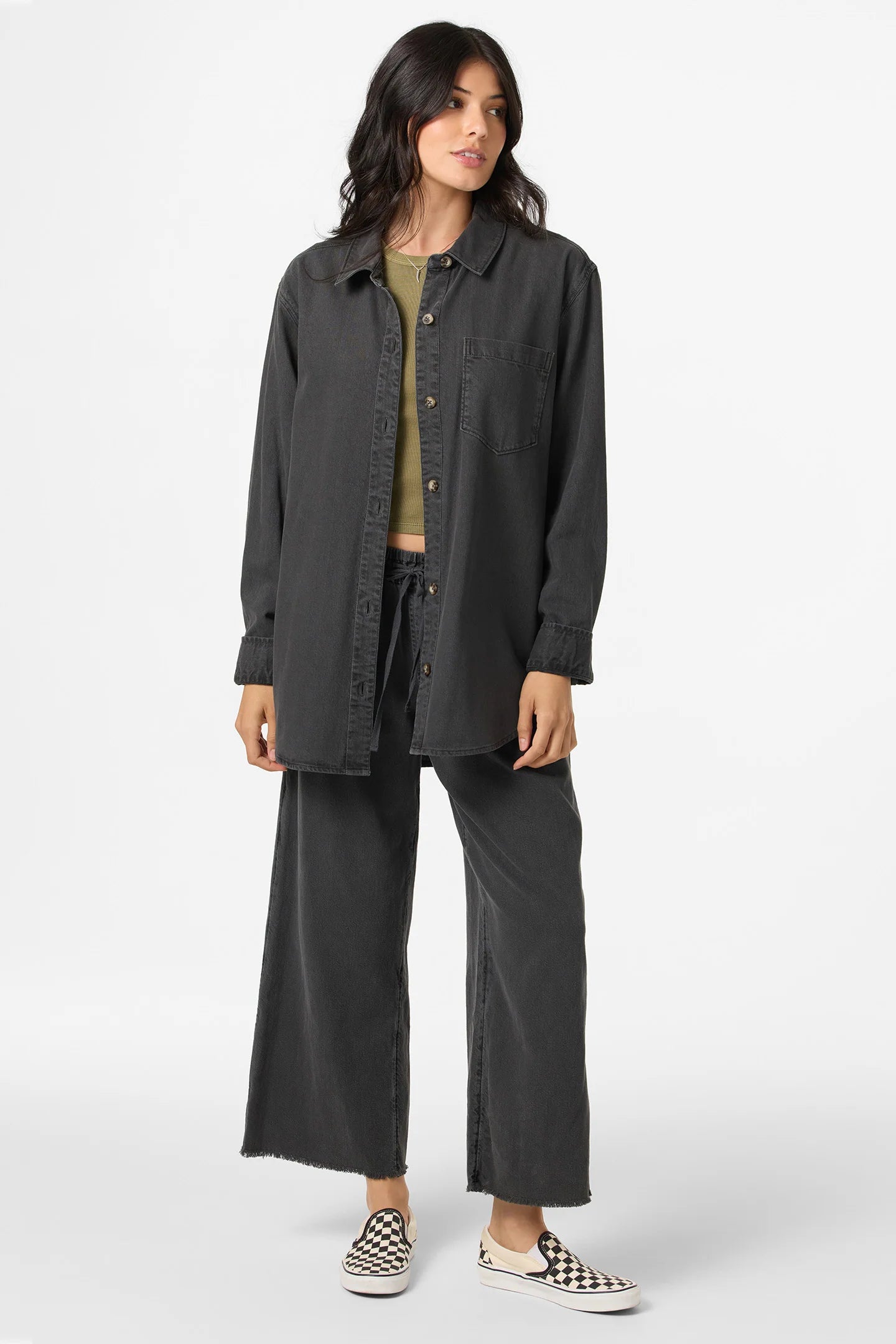 sevie washed black shacket