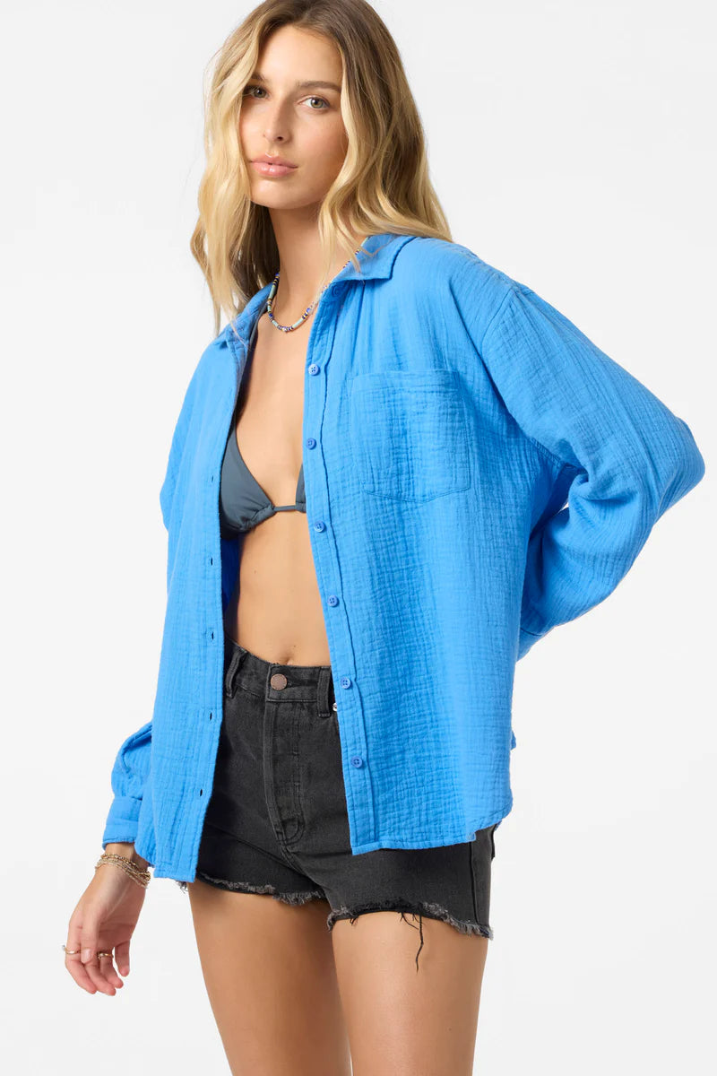 leni relaxed gauze buttondown lapis