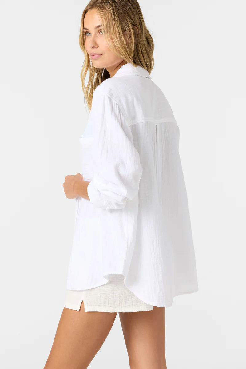 leni white relaxed gauze buttondown