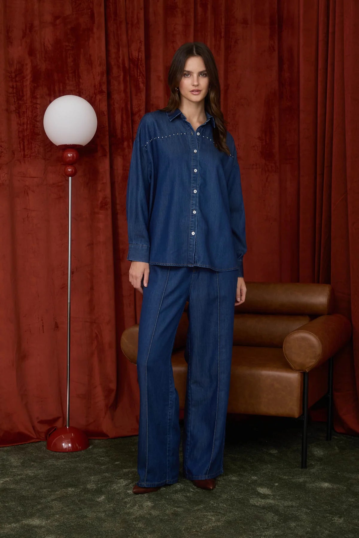 denim stud shirt