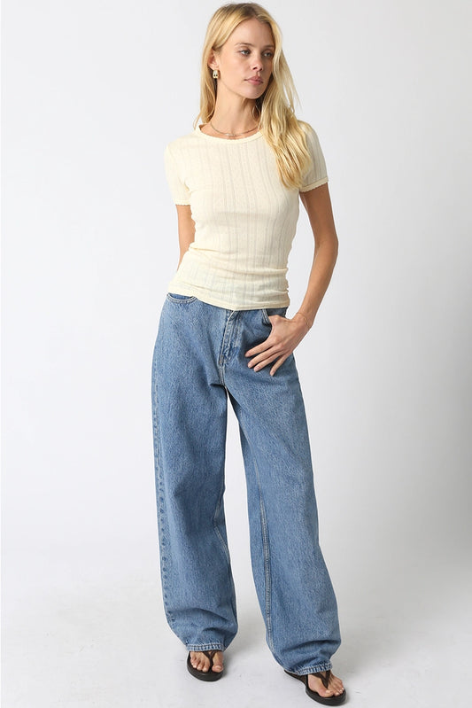 marley butter yellow pointelle tee