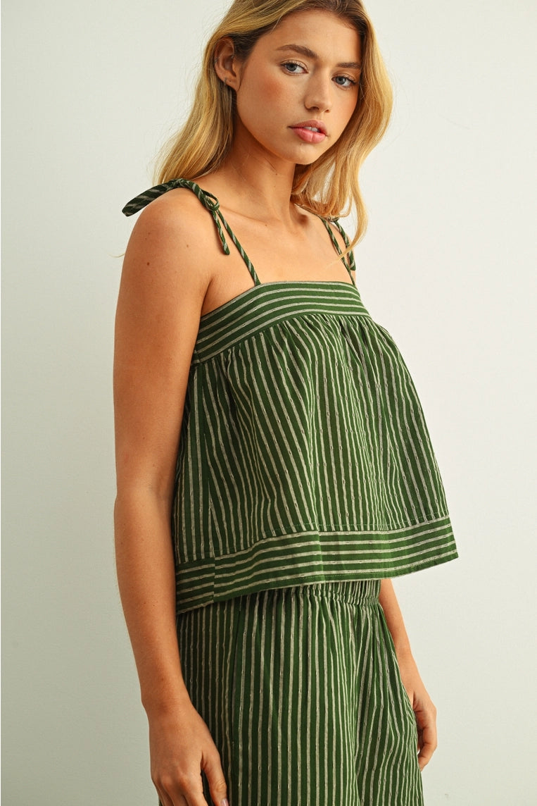 olive striped tank