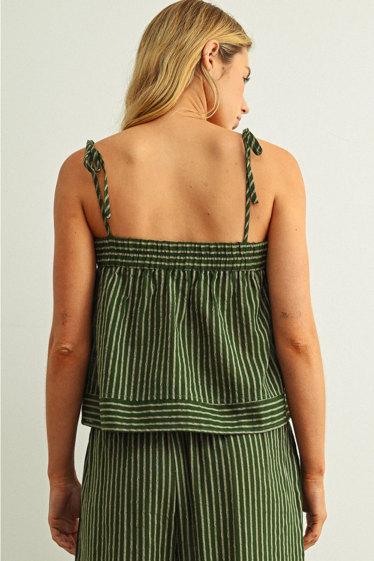 olive striped tank