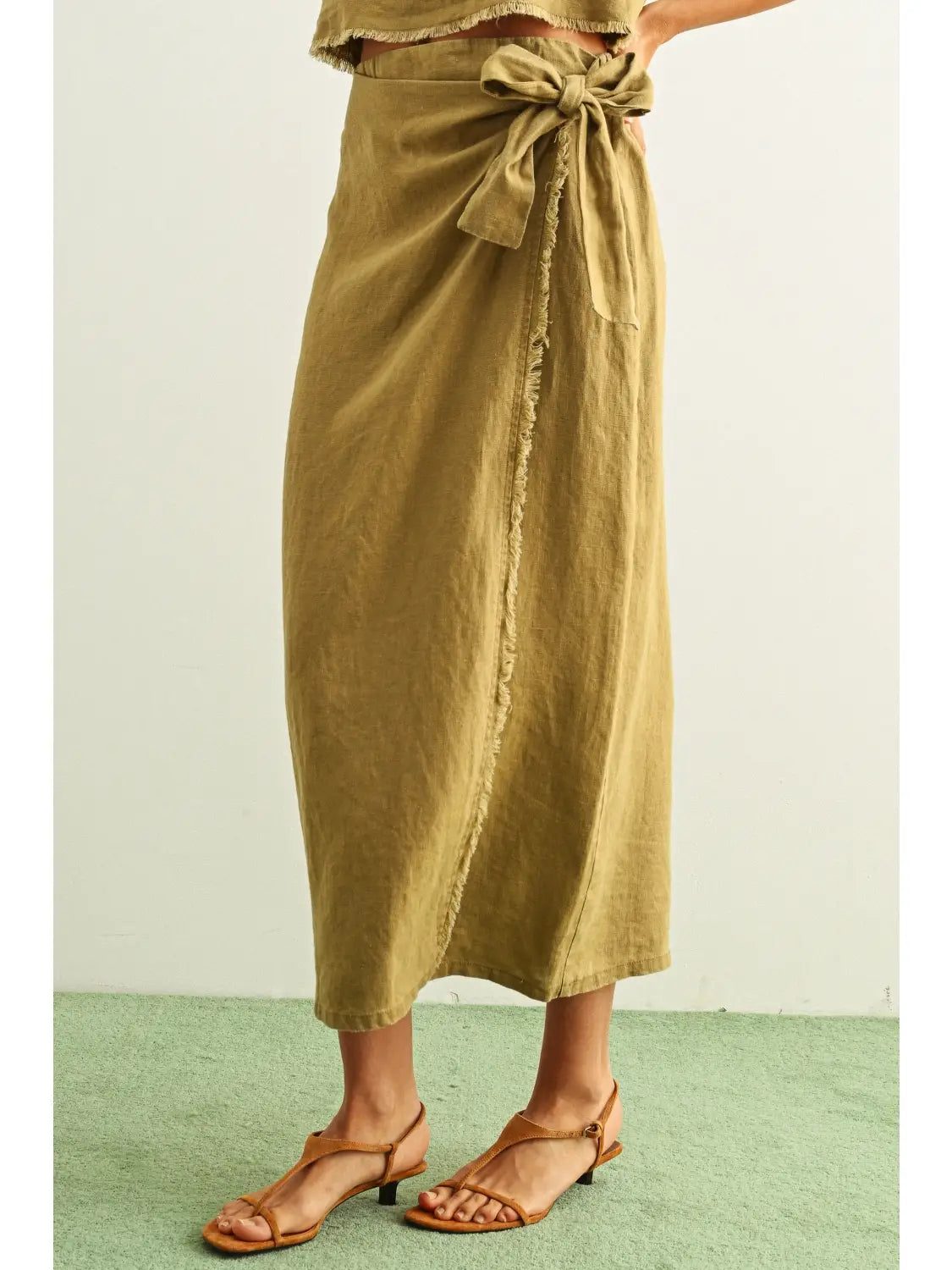 ari raw hem wrap skirt