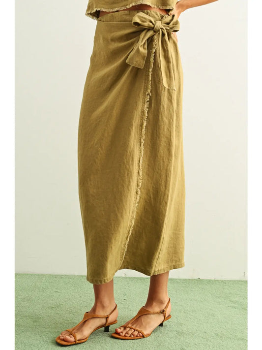 ari raw hem wrap skirt