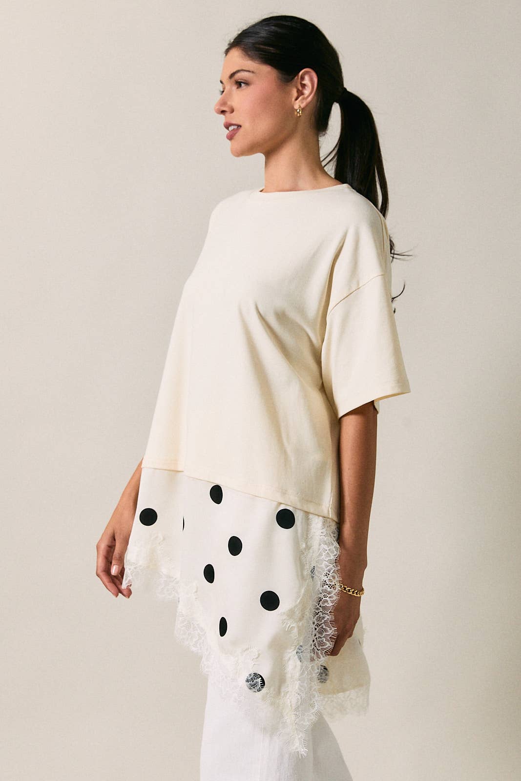 polka dot contrast tee