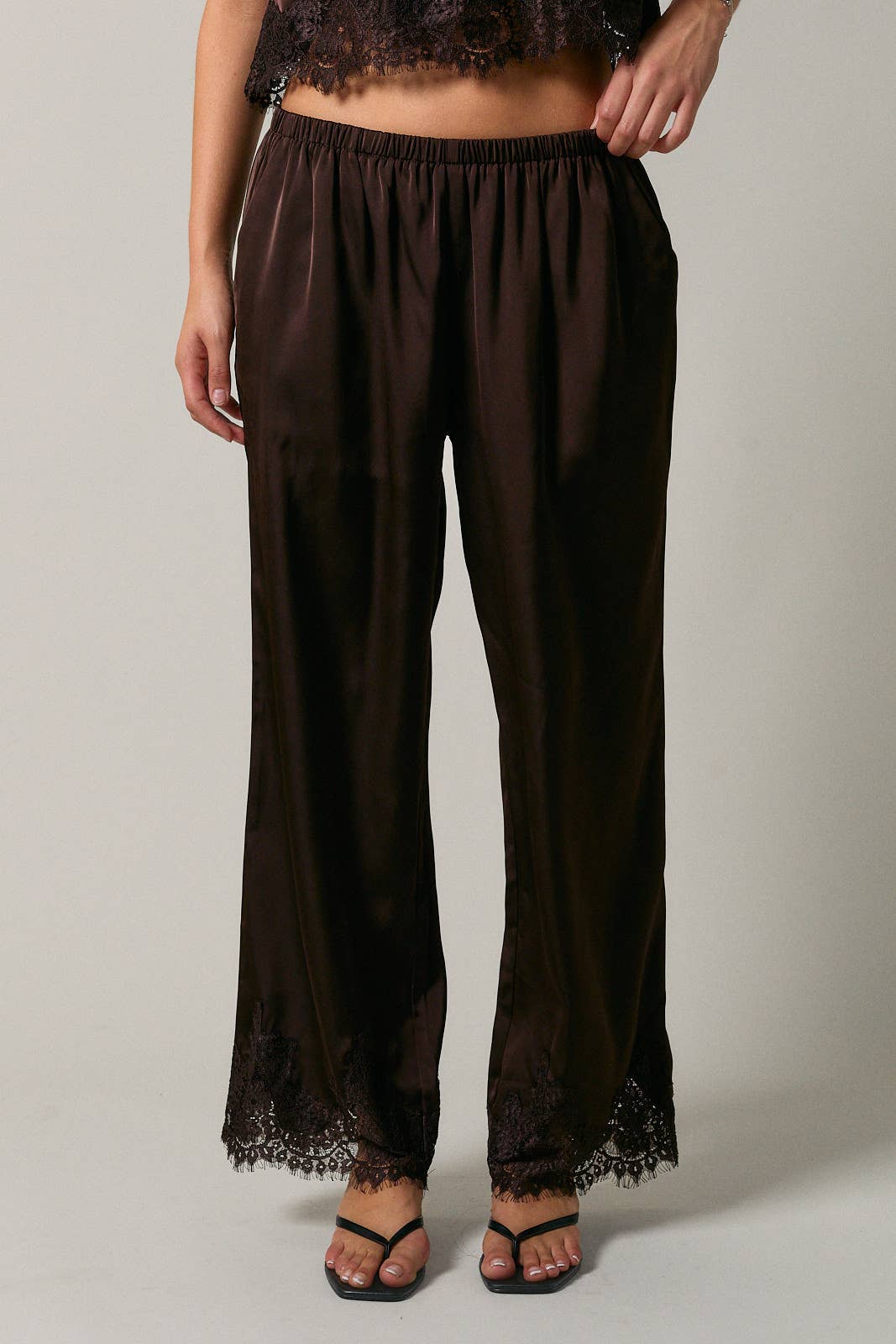 chocolate brown satin pant
