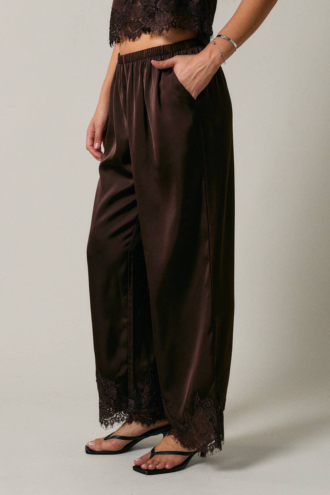 chocolate brown satin pant
