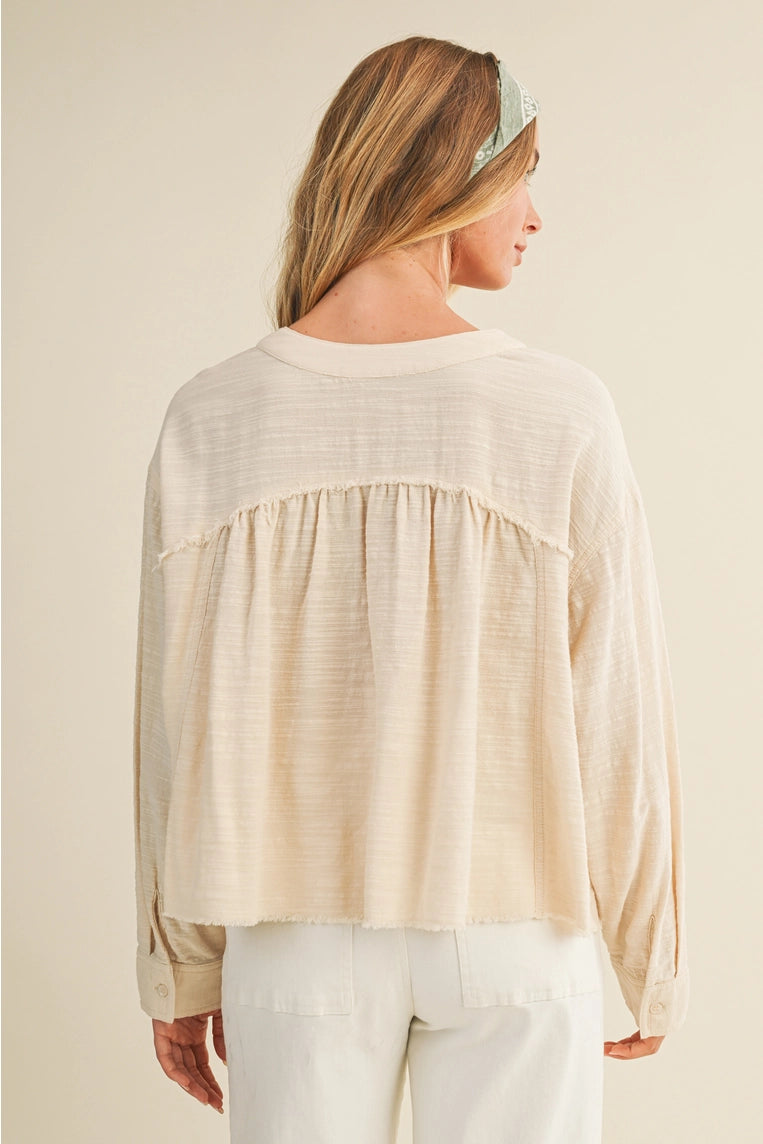 annie oatmeal buttondown