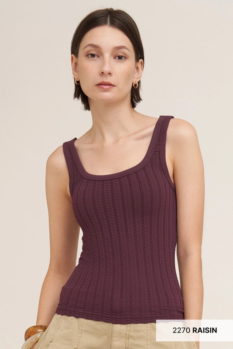 pointelle stripe tank