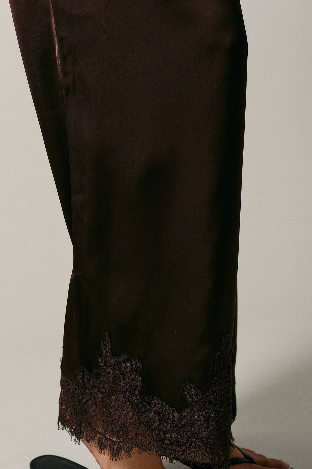 chocolate brown satin pant