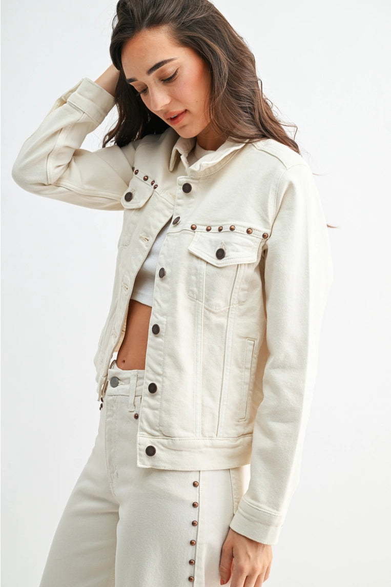 Stevie cream studded jacket