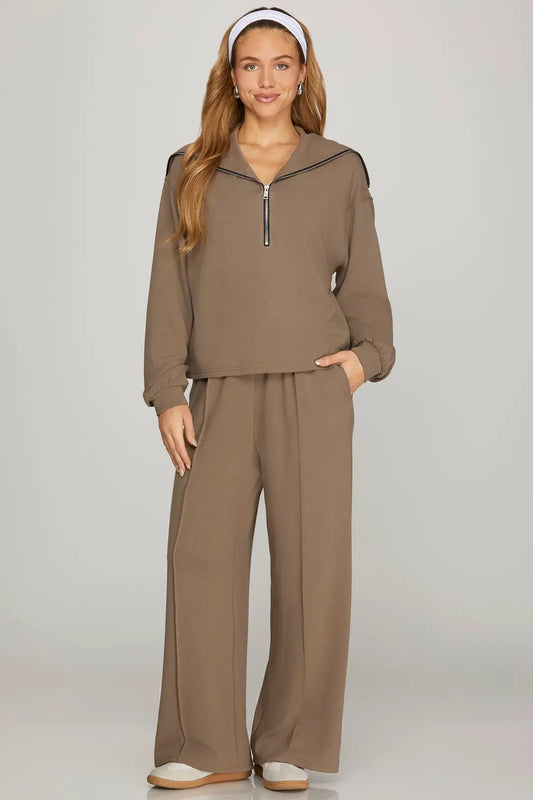 the nicole wide leg knit pants mocha