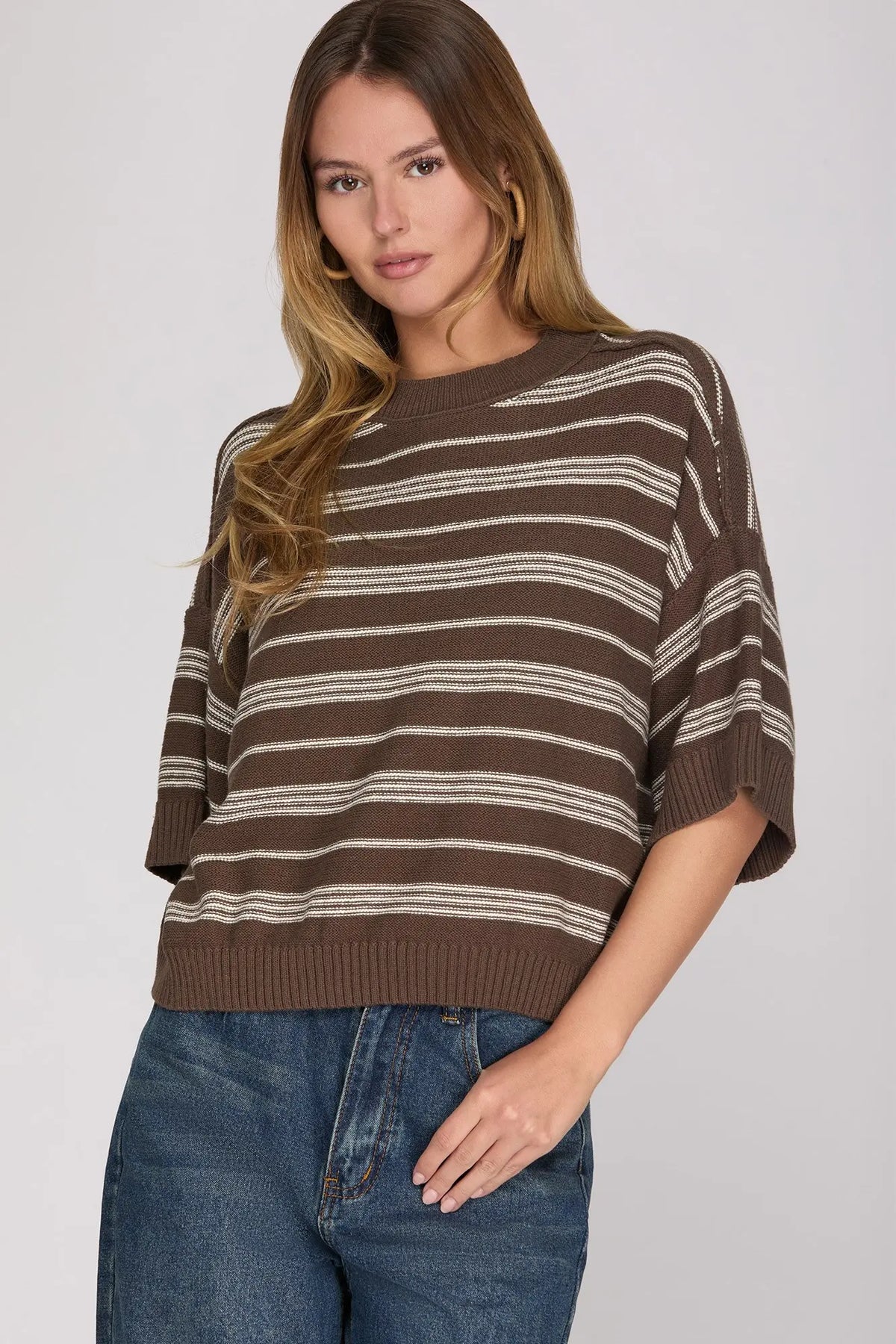 lee striped short sleeve knit