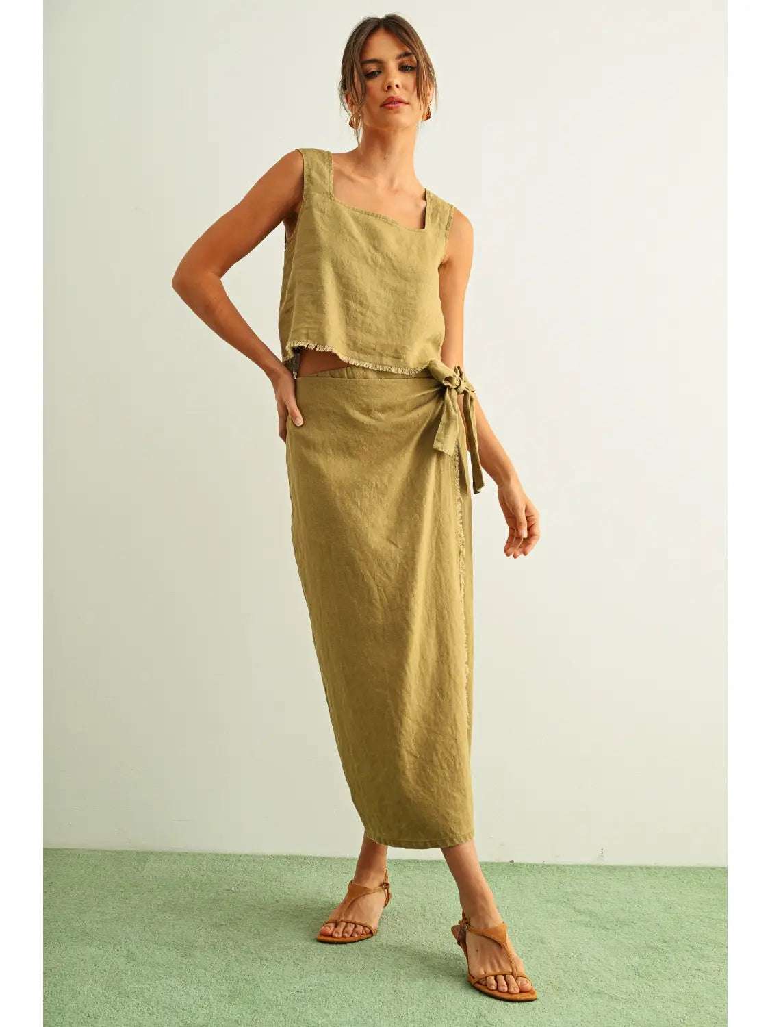 ari raw hem wrap skirt