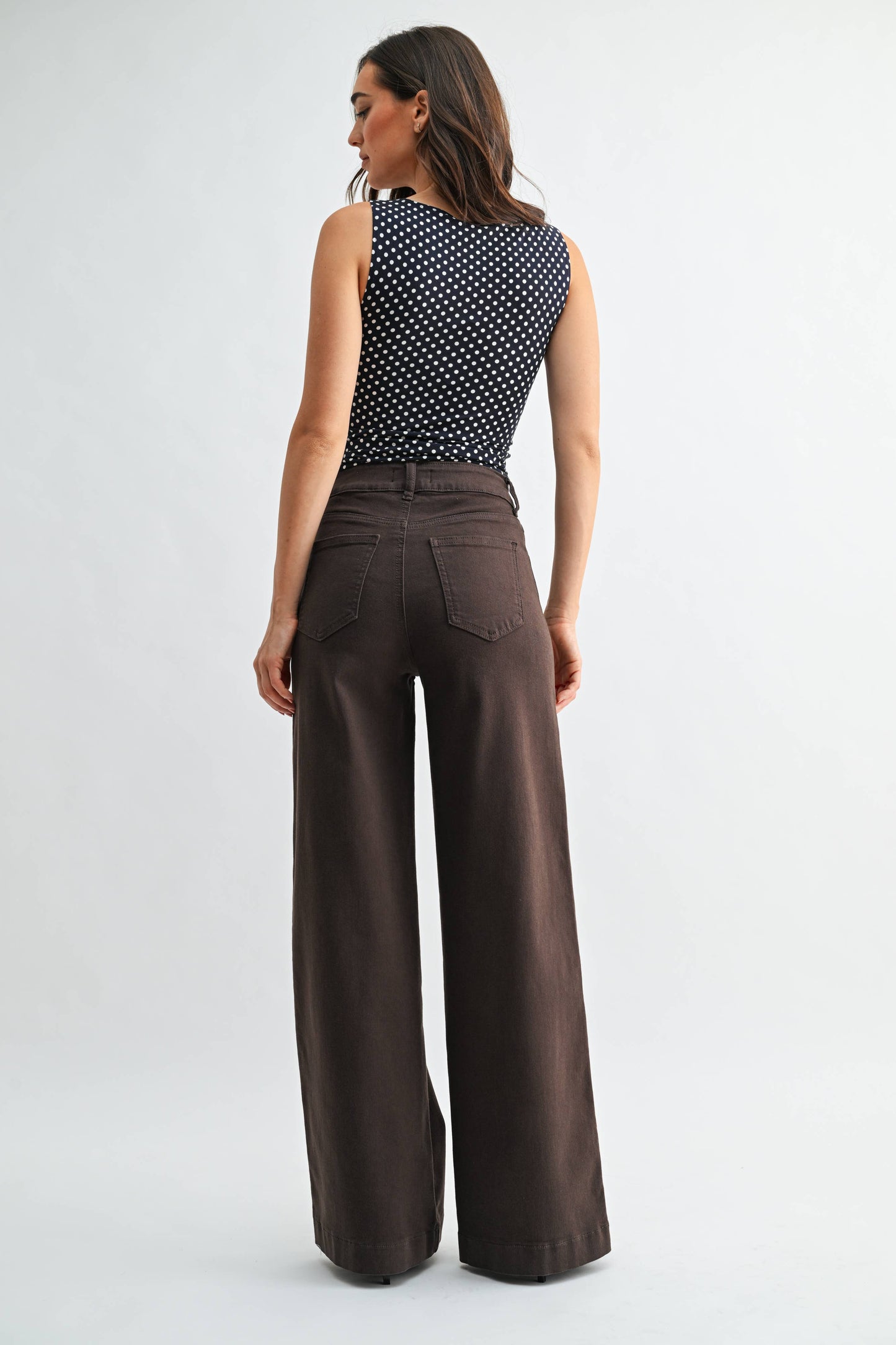 dark brown wide leg denim