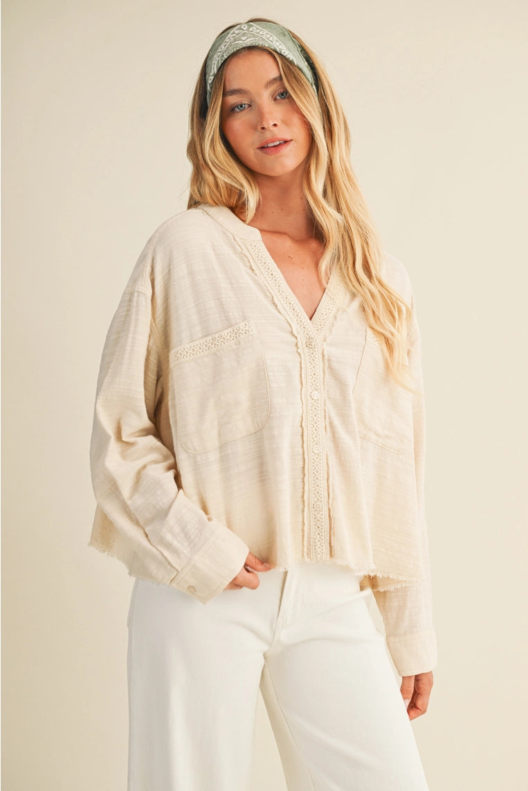 annie oatmeal buttondown