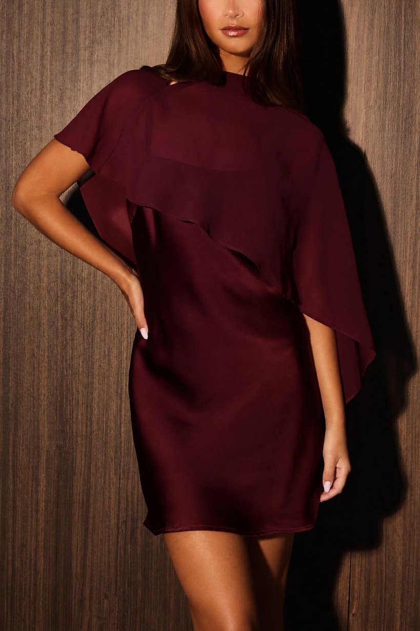 Burgundy cape dress