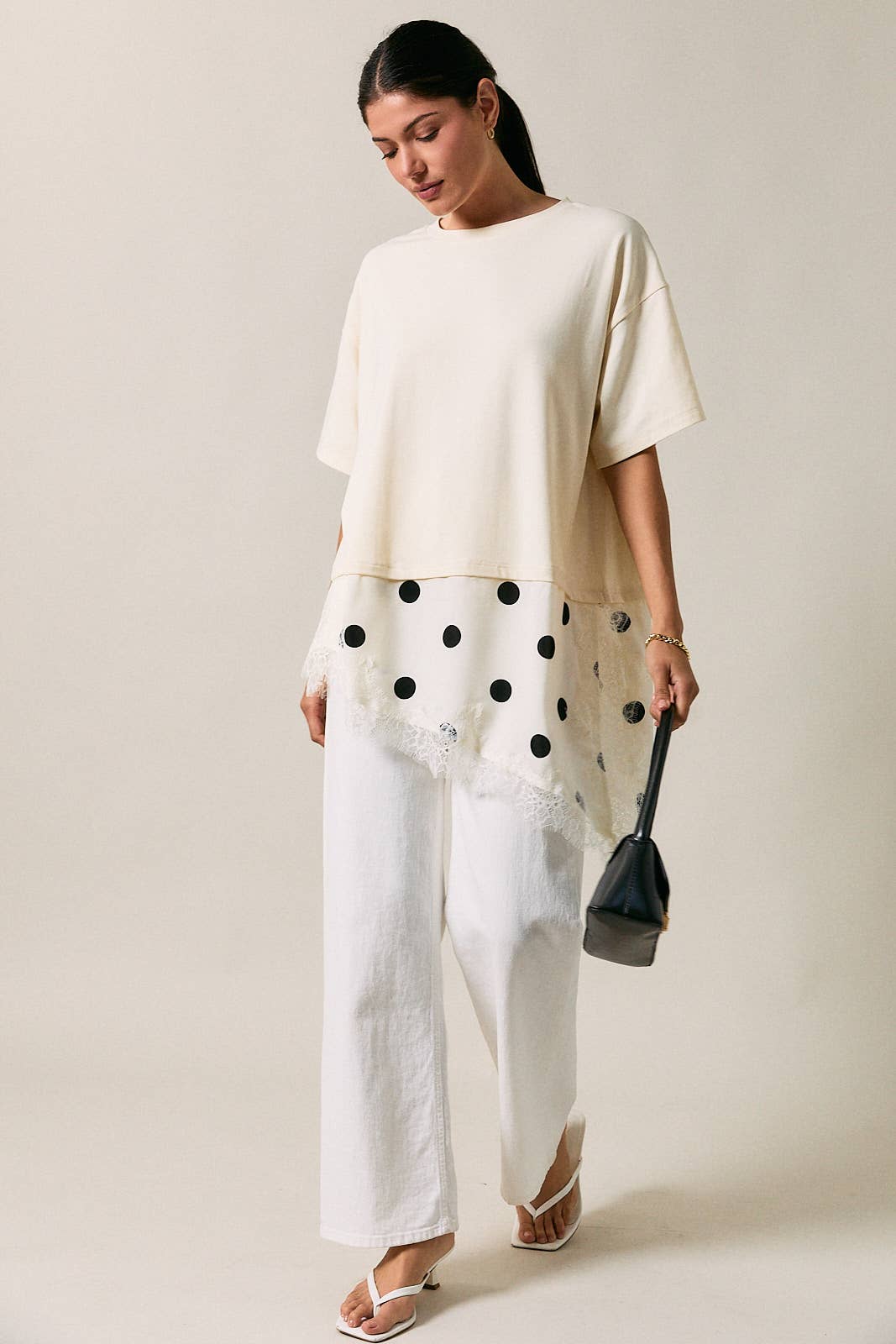 polka dot contrast tee