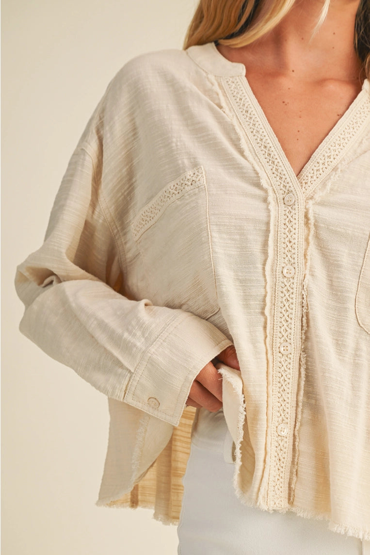 annie oatmeal buttondown