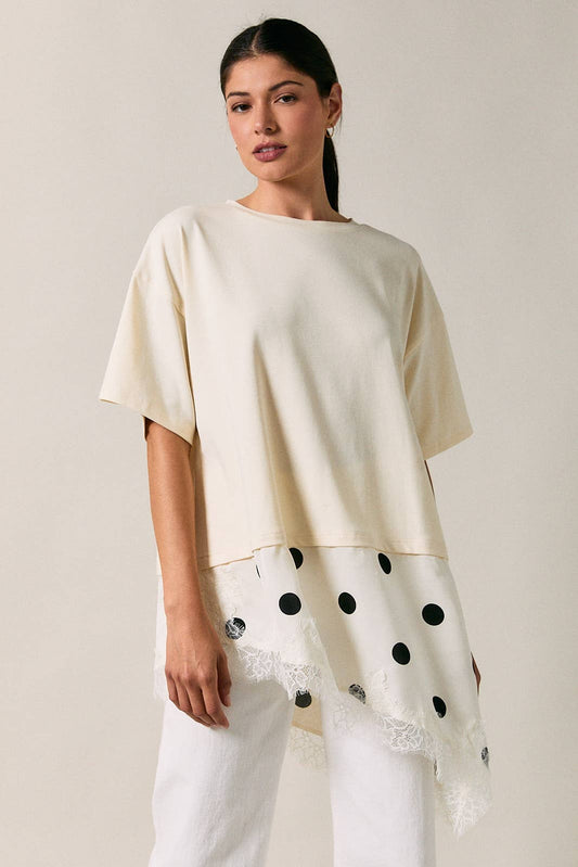 polka dot contrast tee