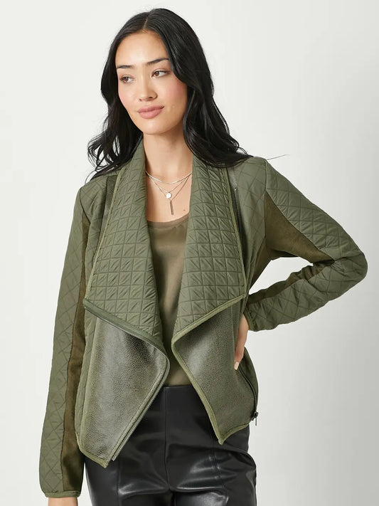 cass olive drape quilted jacket
