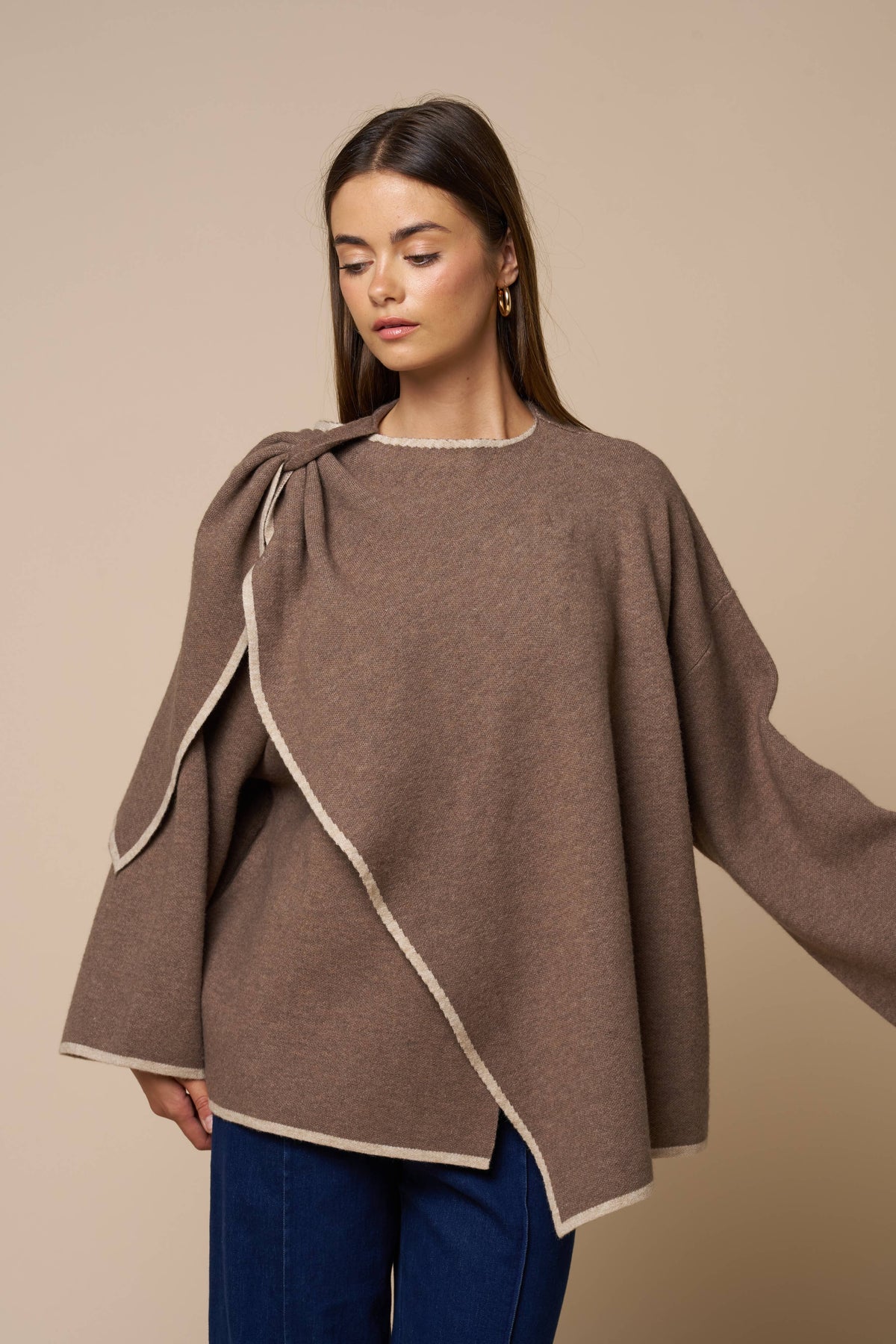Mocha wrap knit top