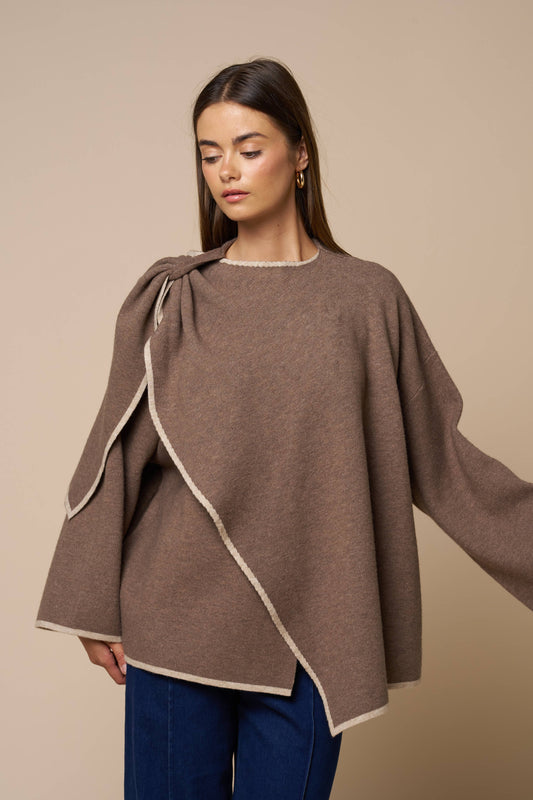Mocha wrap knit top