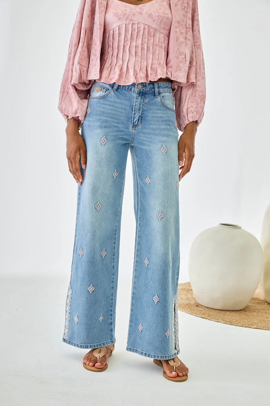 whole new world embroidered jeans