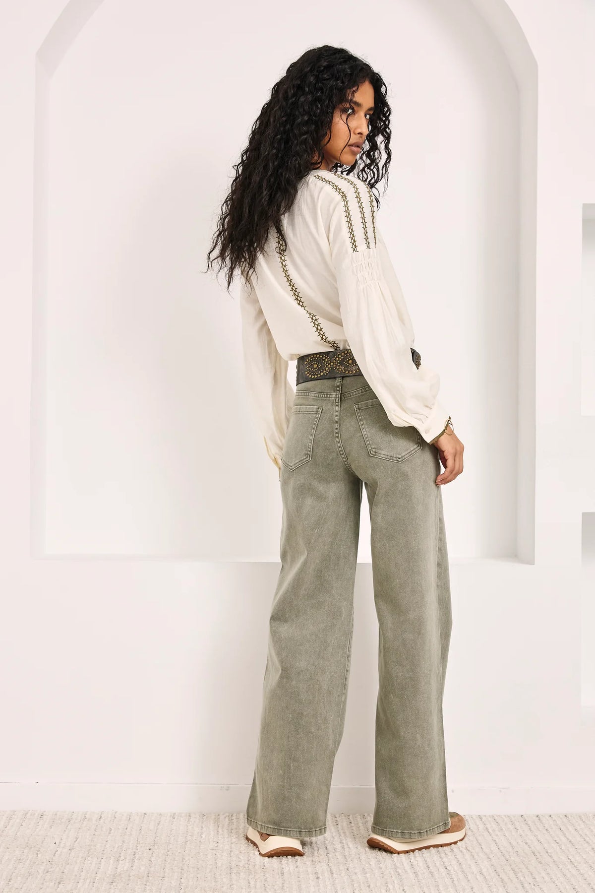 washed olive jeweled denim