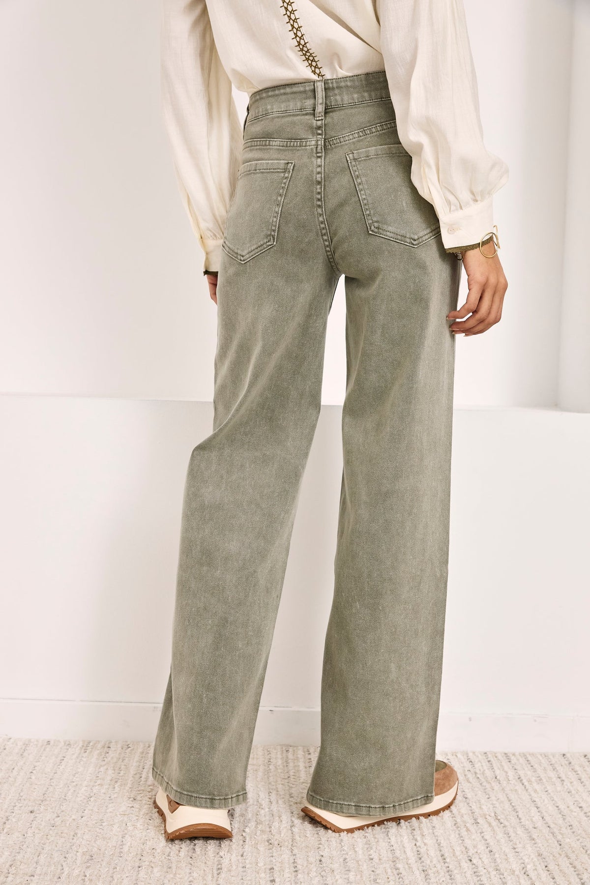 washed olive jeweled denim