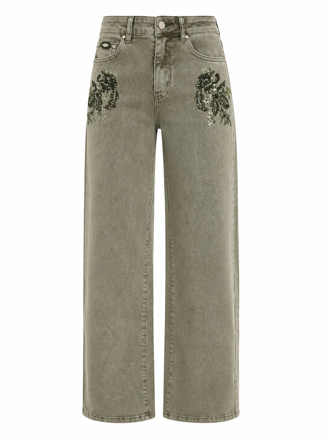 washed olive jeweled denim