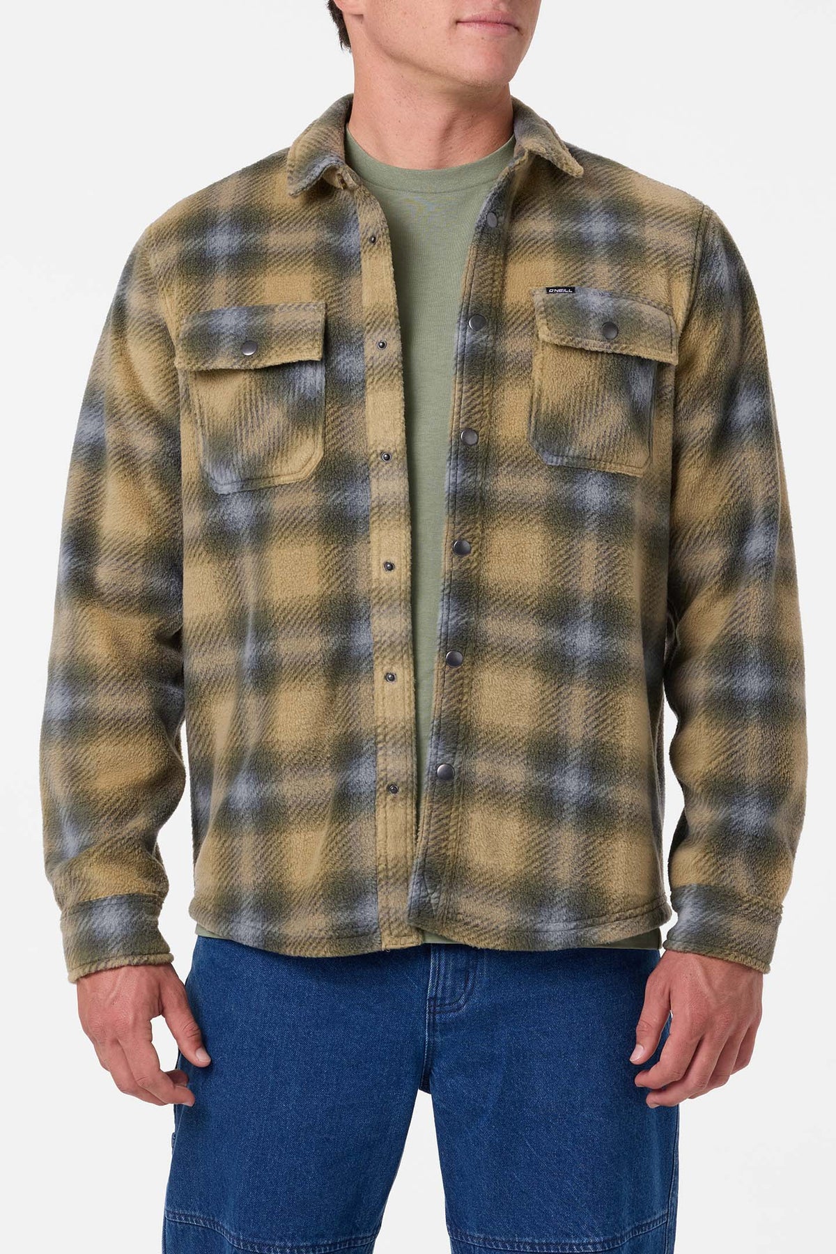 glacier plaid supper fleece twill