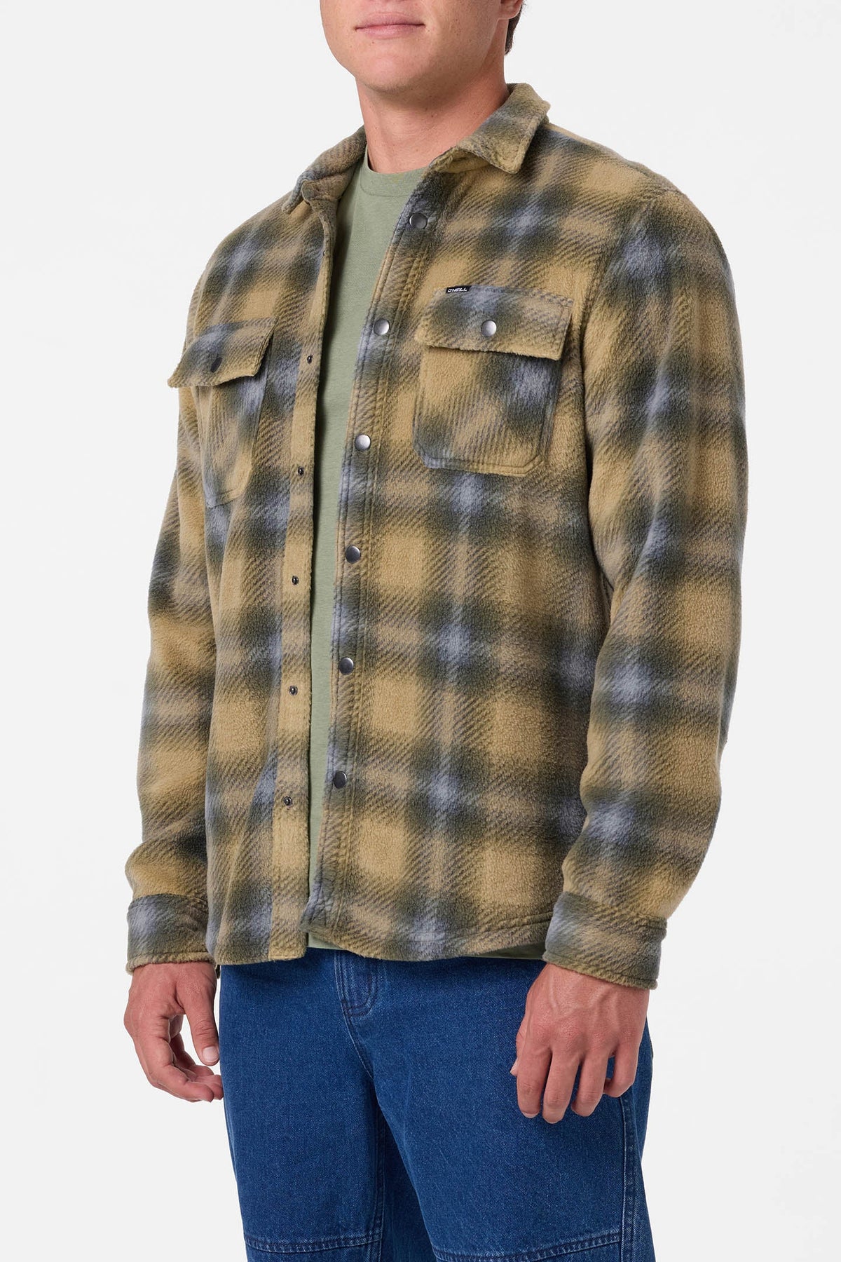 glacier plaid supper fleece twill
