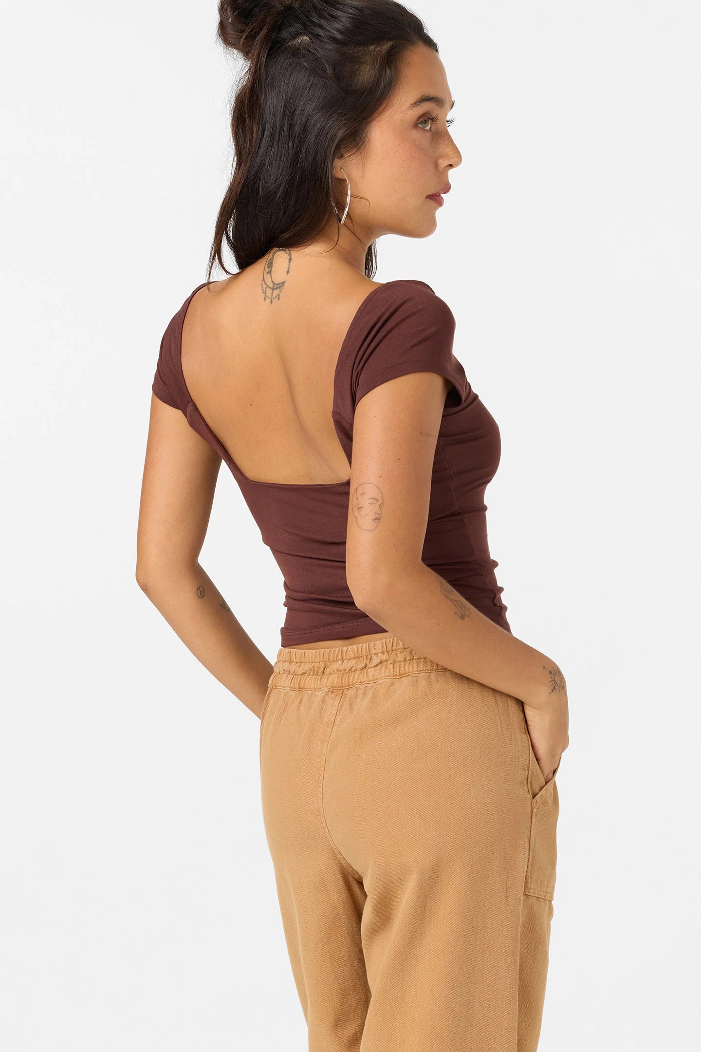 alyssa solid knit top brown
