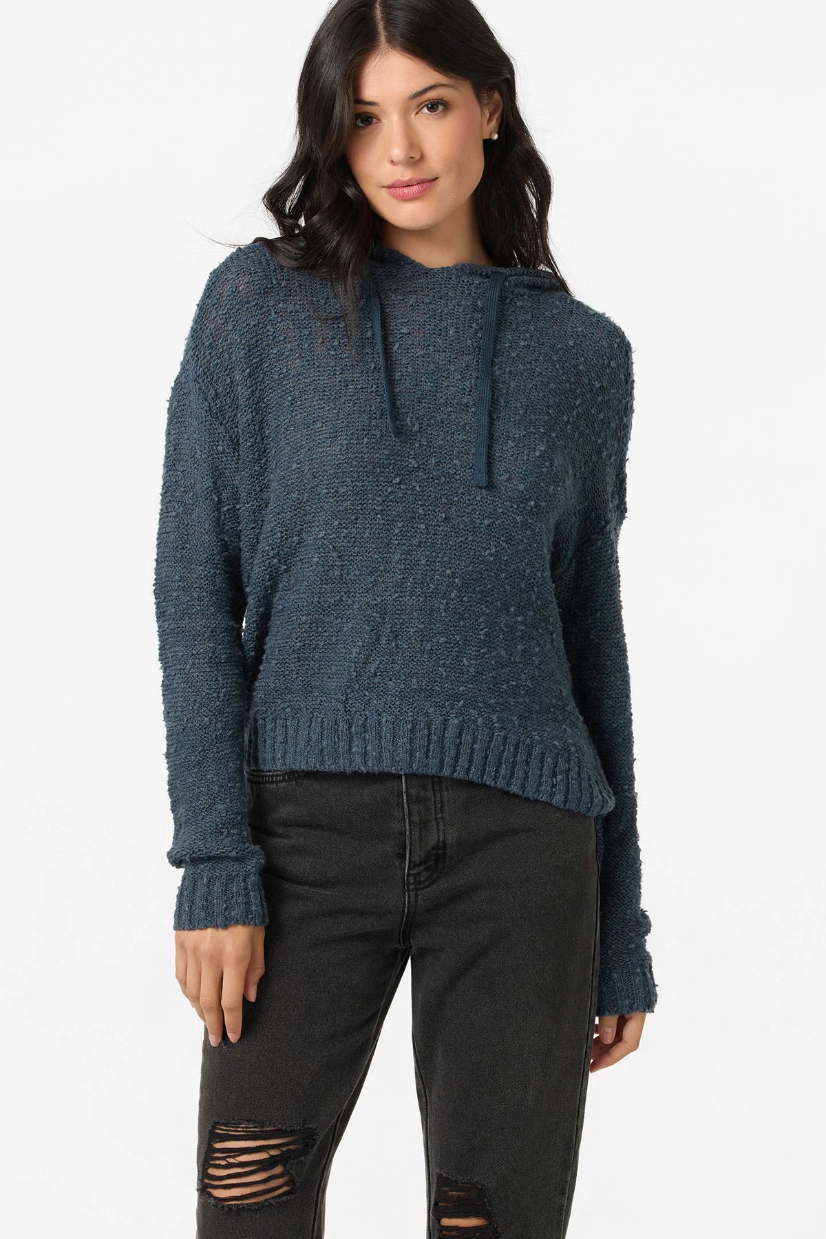 Jayne Solid Slate Hooded Sweater