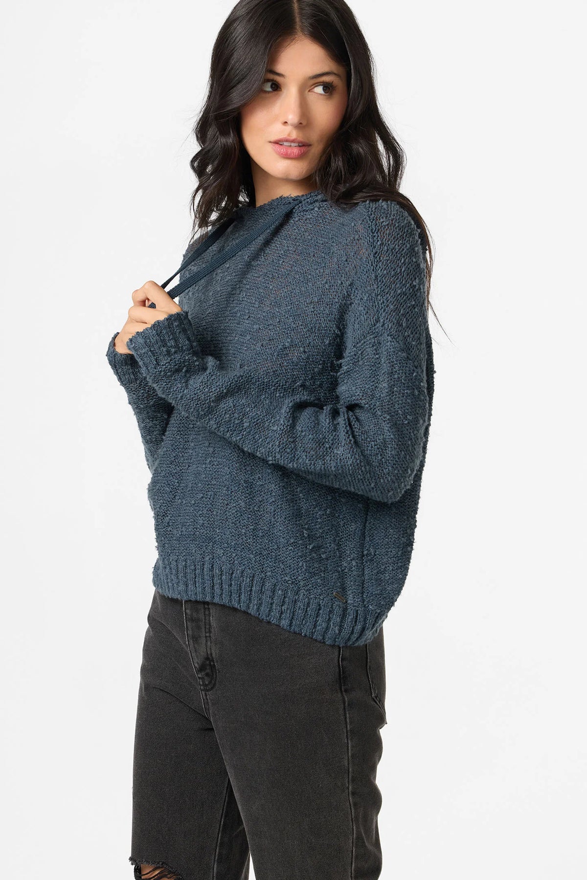 Jayne Solid Slate Hooded Sweater