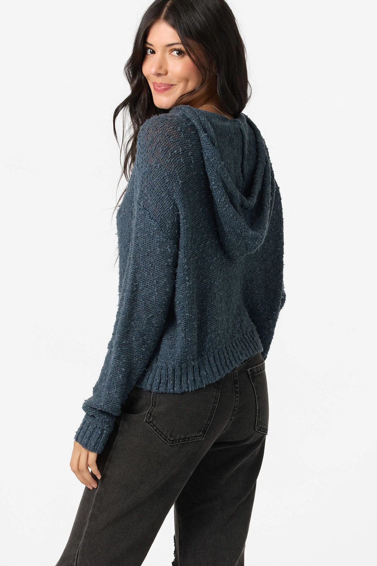 Jayne Solid Slate Hooded Sweater