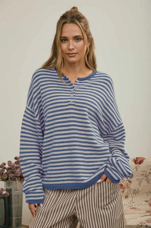 striped henley sweater