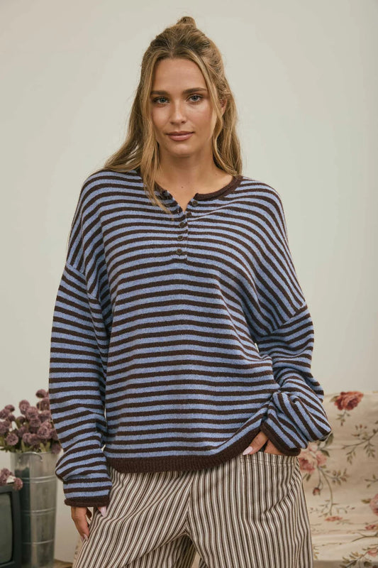 striped henley sweater