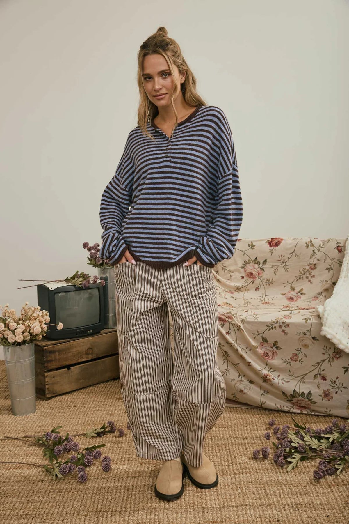 striped henley sweater