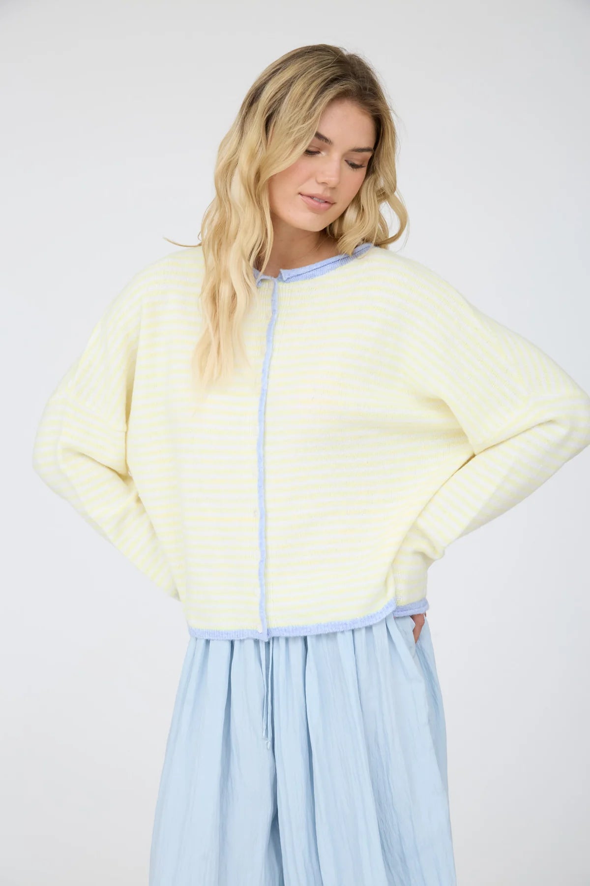 lucy lemon stripe cardi