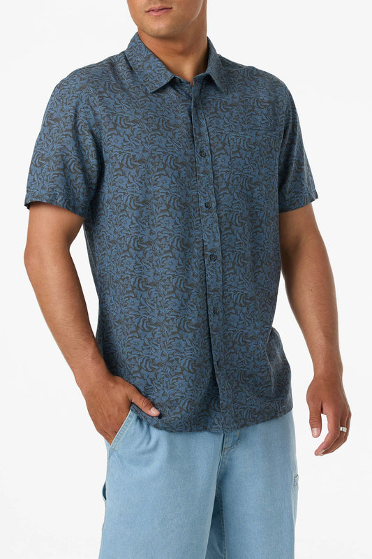 og print buttondown blue