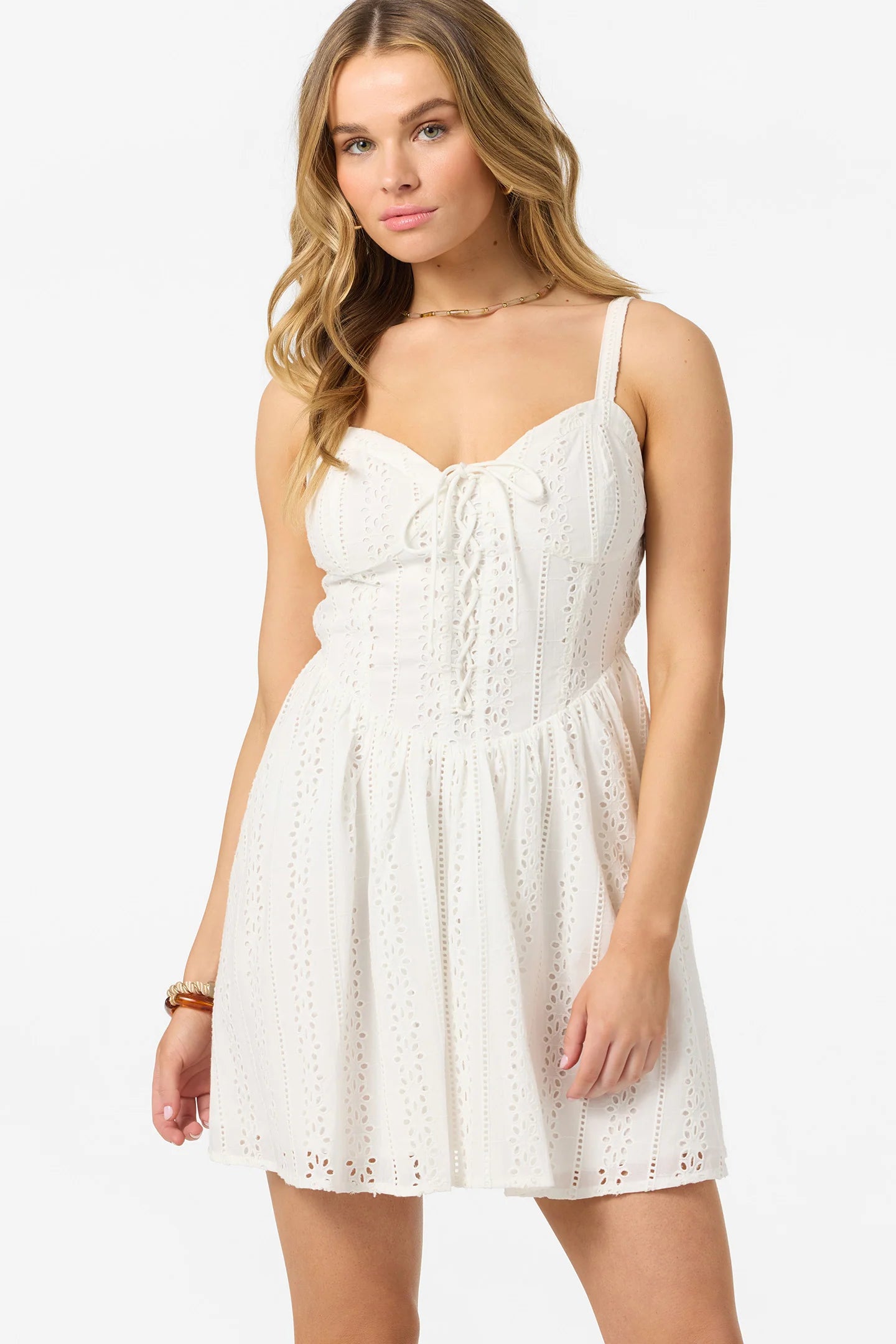 camden embroidered mini dress white