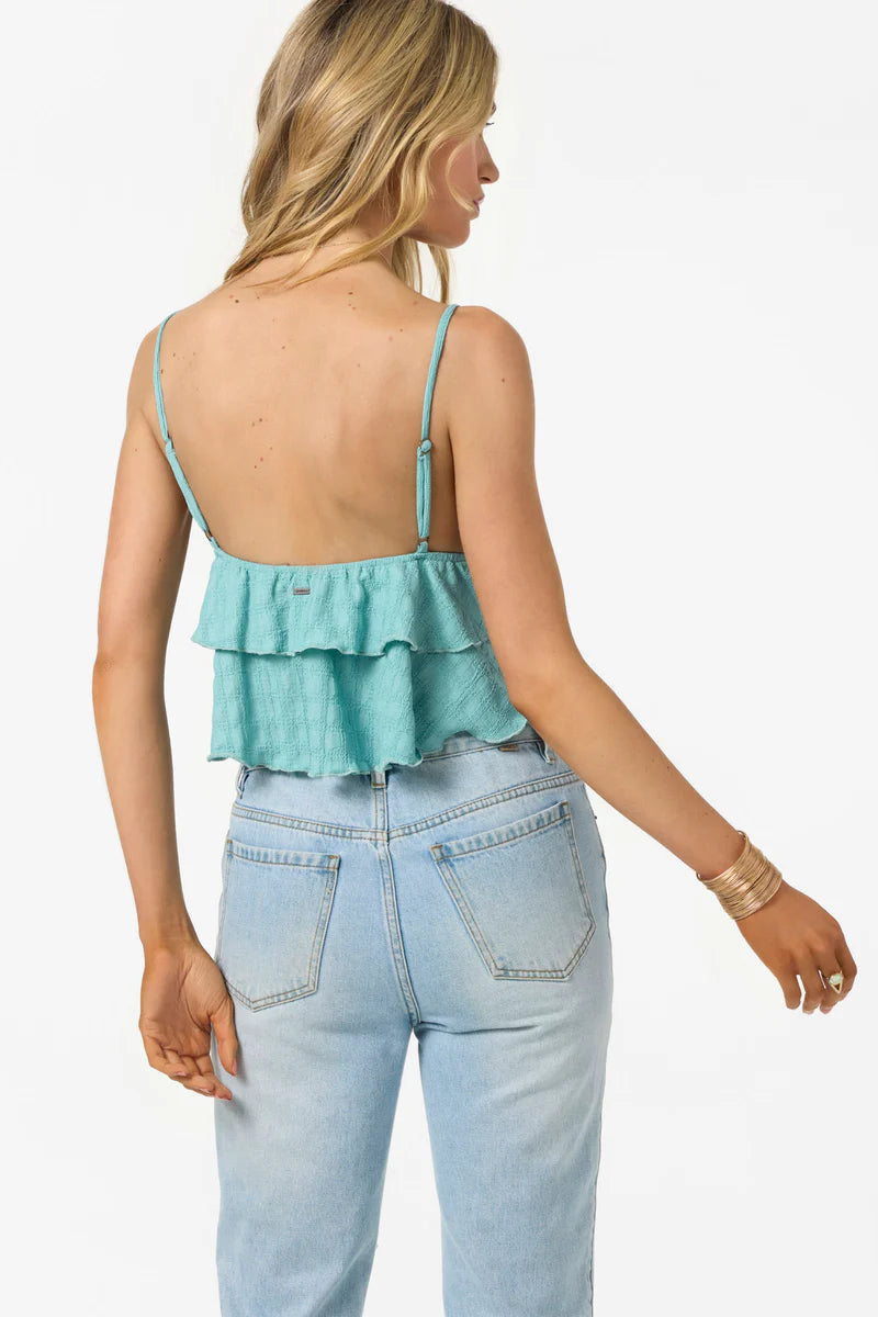 chloey turquoise ruffle crop