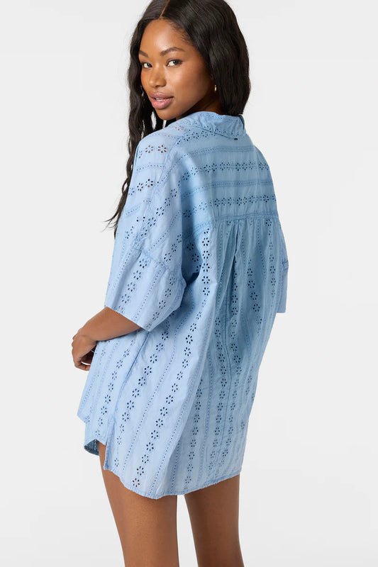 olivia blue eyelet buttondown