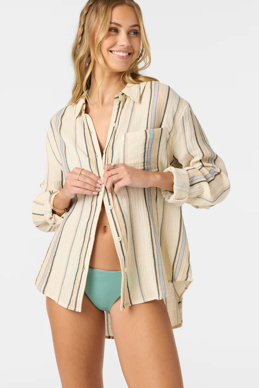 leni striped relaxed gauze buttondown