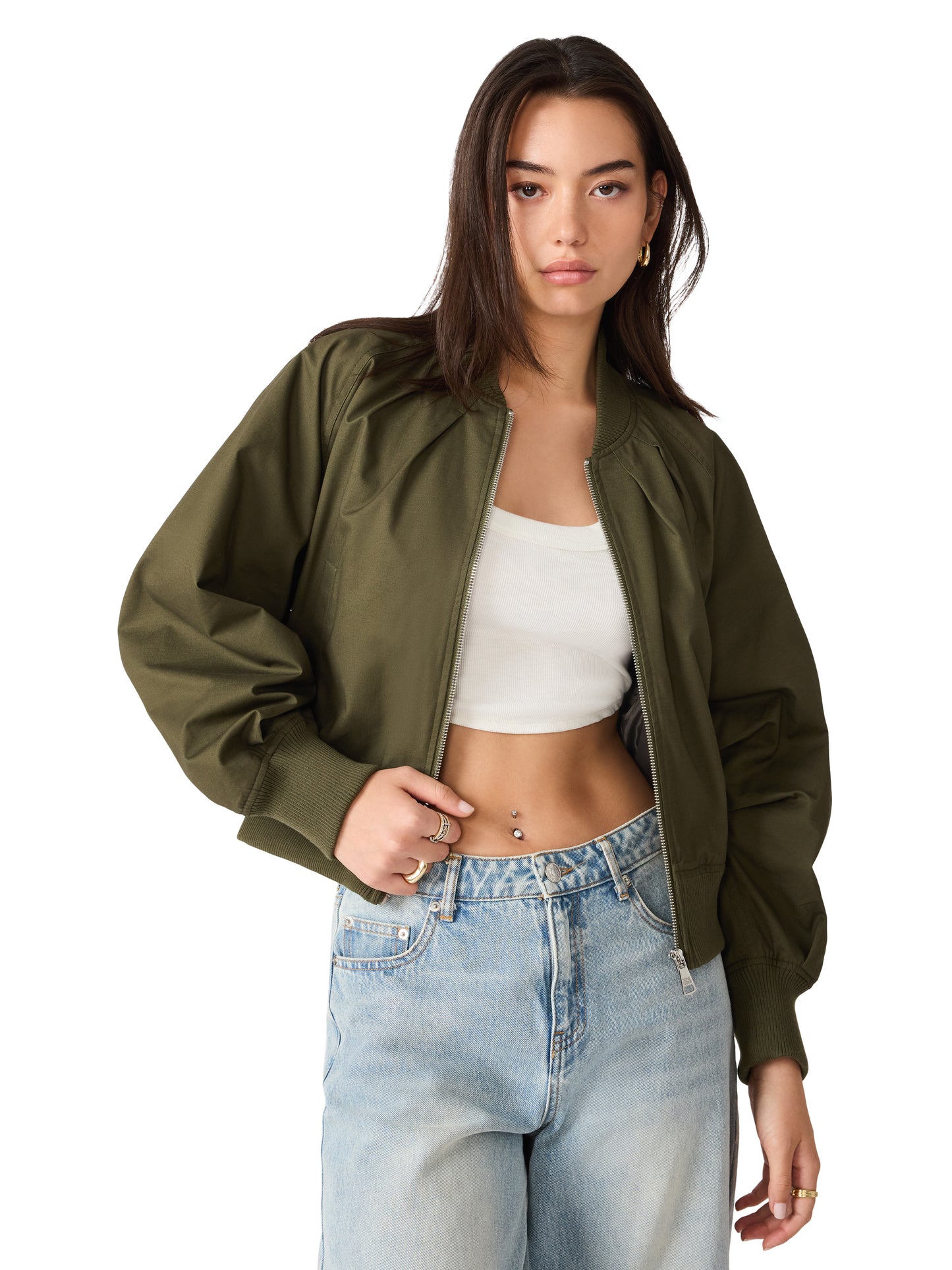 bray olive bomber jacket